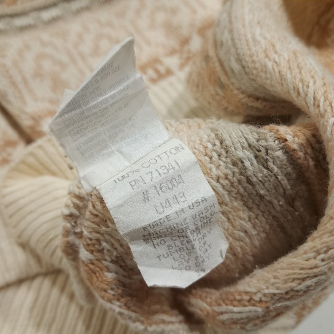 CL080 엘엘빈 미국판 코튼 페어아일 자카드 베이지 니트 스웨터 상품이미지5