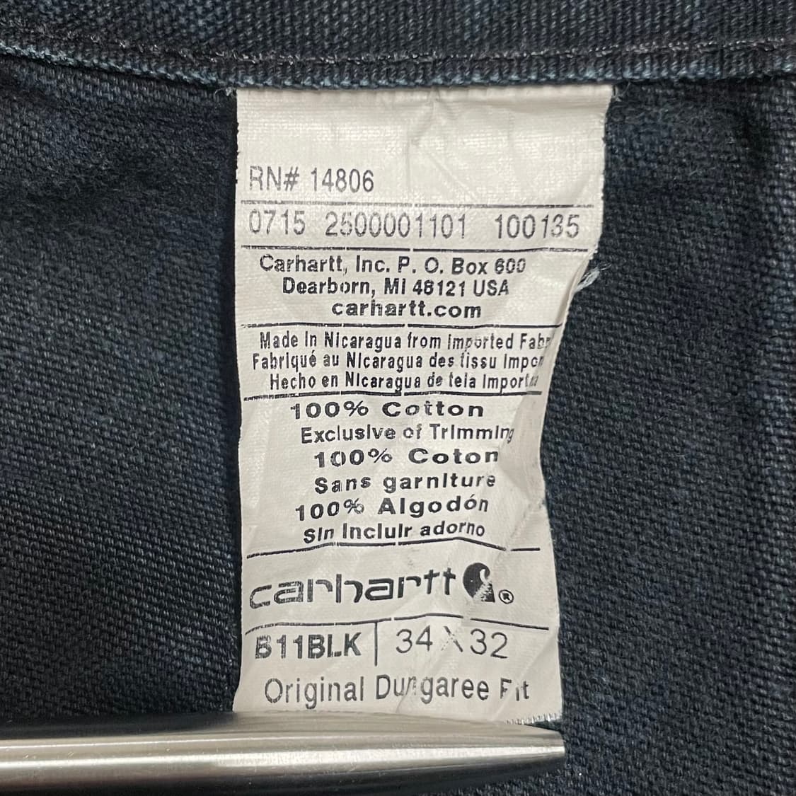 칼하트 싱글니 b11 블랙 카펜터 워크팬츠 34 상품이미지5