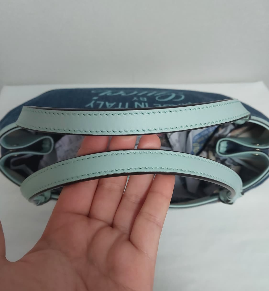 구찌 블루 데님 민트 레더 크래프트 토트백 (정품) 상품이미지8