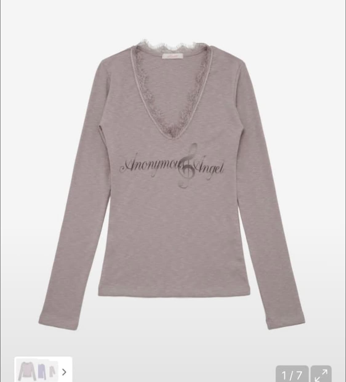 레이스 프린트 라일락 티셔트 상품이미지1