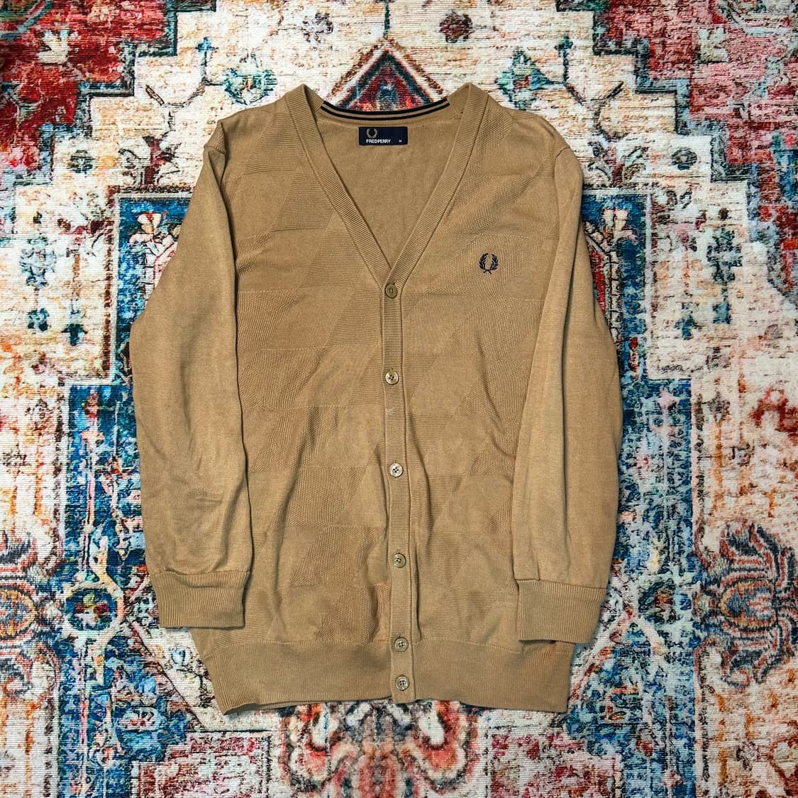 [M] 프레드페리 다이아몬드 패턴 가디건 상품이미지1