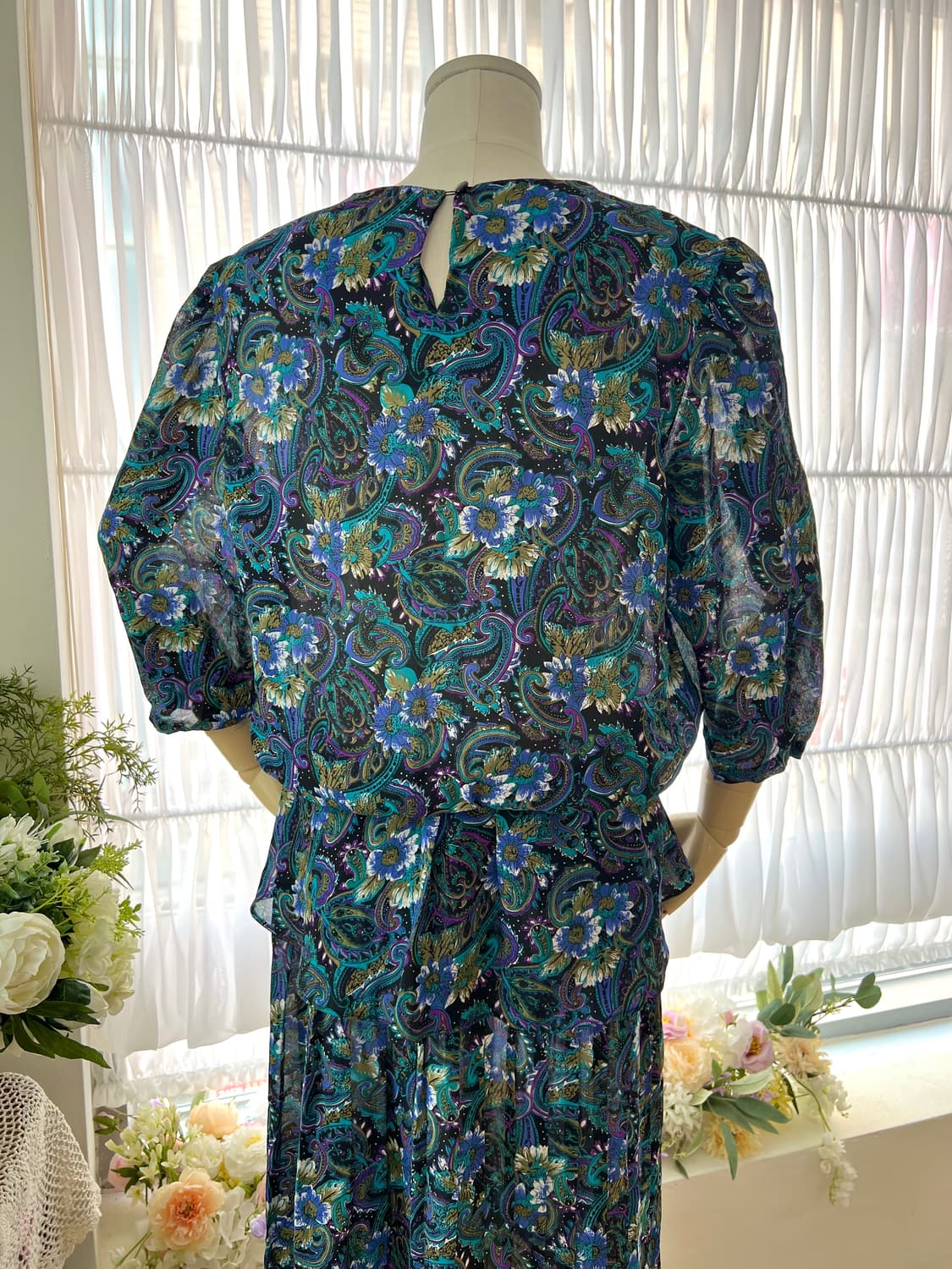 페이즐리 플라워 리본 원피스 상품이미지7