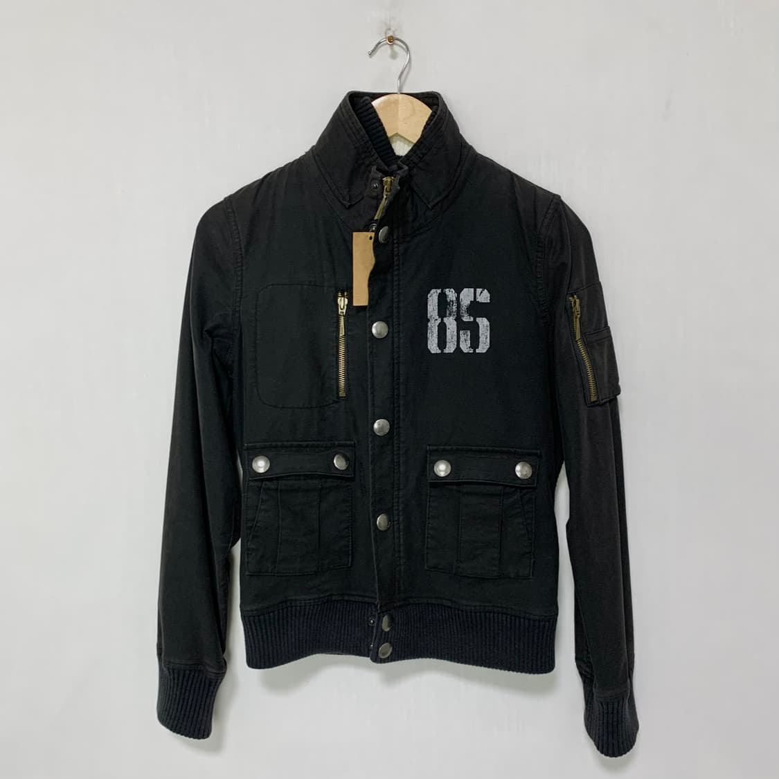 타미힐피거 빈티지 프린팅 00s 야상 밀리터리 포켓 봄버자켓 차콜 상품이미지4