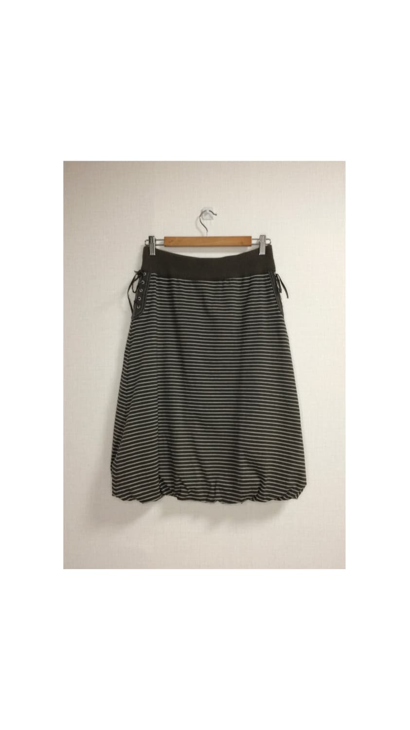 Hiroko bis 히로코비스 브라운 스트라이프 벌룬 미디 스커트 상품이미지4