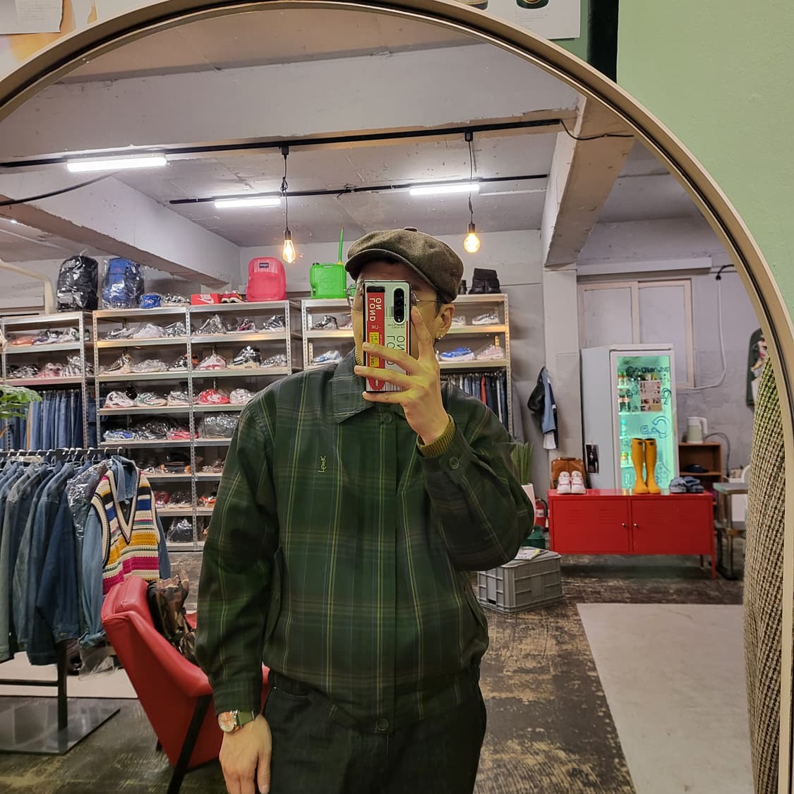 90s YSL입생로랑 체크 블루종 (95) 상품이미지2