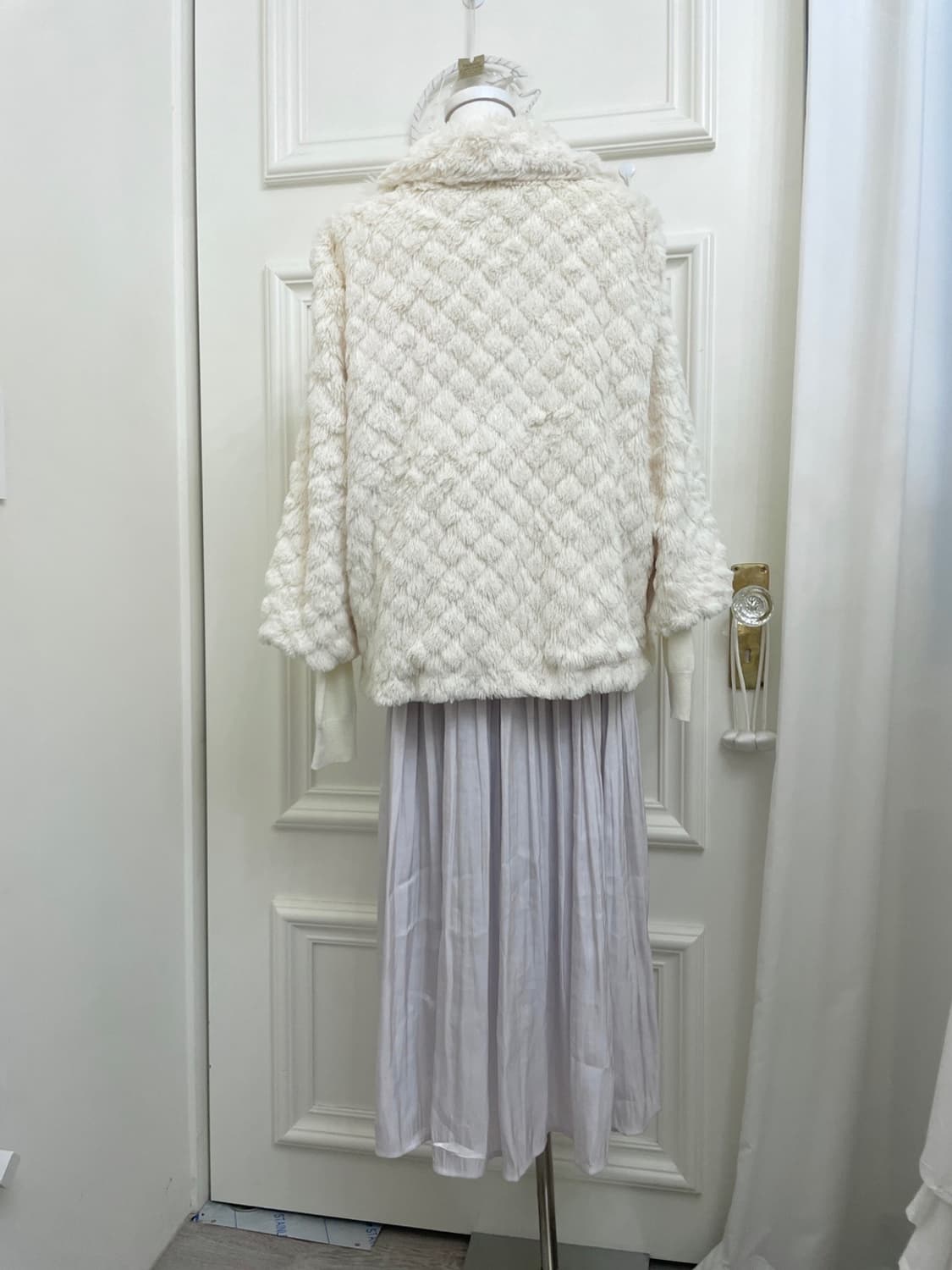 sheer lavender pleats long banding skirt 상품이미지8