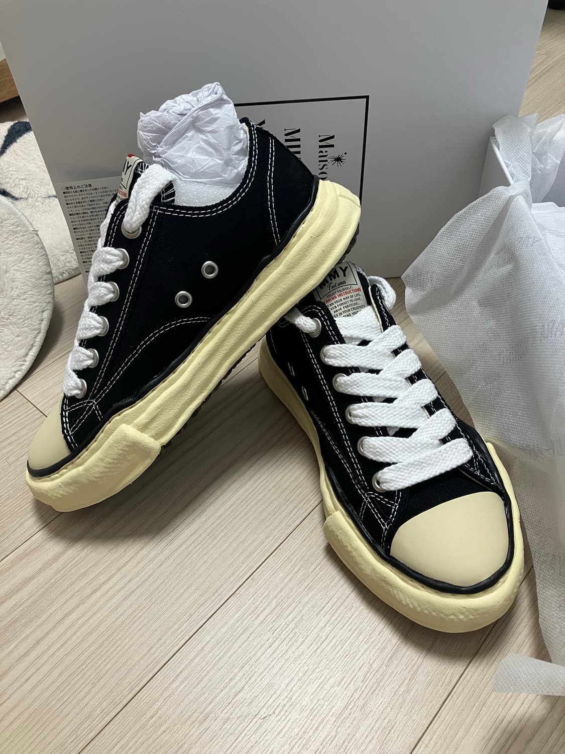 메종 미하라 야스히로 피터슨 VL OG솔 캔버스 로우탑스니커즈 블랙 38 상품이미지4