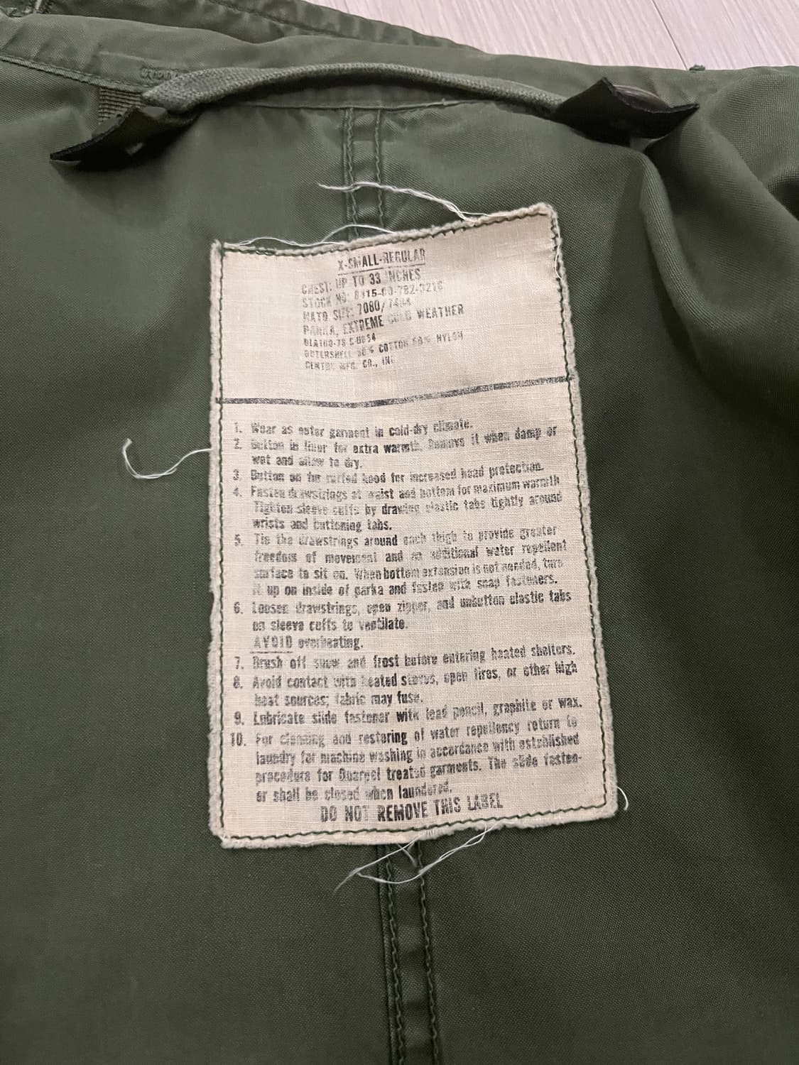 CENTRE MFG 70s 오리지널 미군 m65 피쉬테일 개파카 상품이미지3