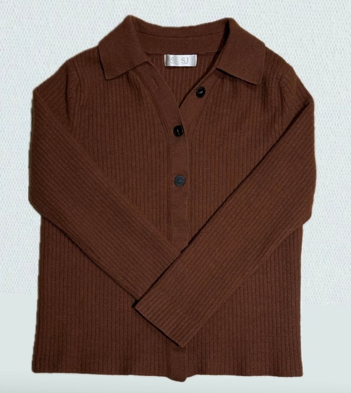SJ SJ 브라운 골지 카라 니트 ~44사이즈까지 상품이미지1