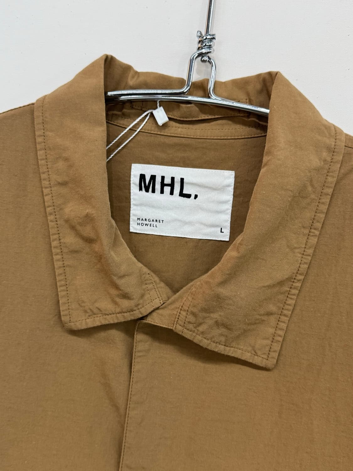 MHL 마가렛 호웰 코튼 린넨 오픈 컬러 반팔 셔츠 브라운 상품이미지3