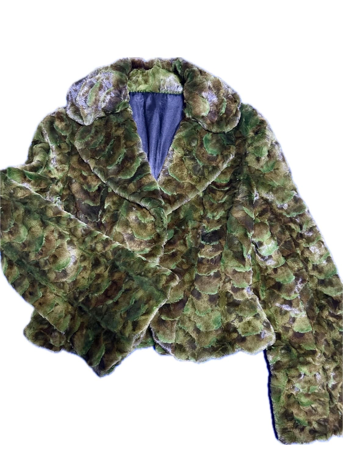 (희귀매물) 빈티지 파이톤패턴 그린 밍크퍼자켓 상품이미지2