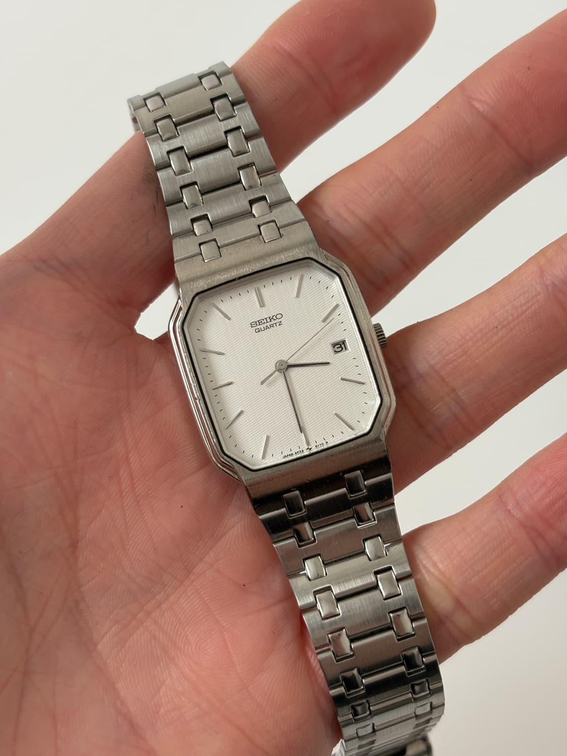 세이코 1980년대 실버 스퀘어 쿼츠 남성 상품이미지1