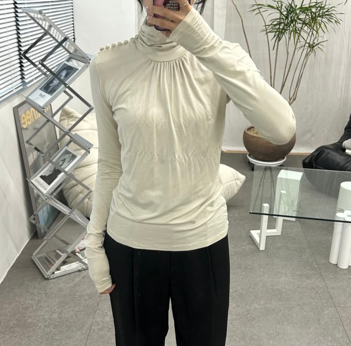 막스마라 드레이프 터틀넥 블라우스 탑 상품이미지5