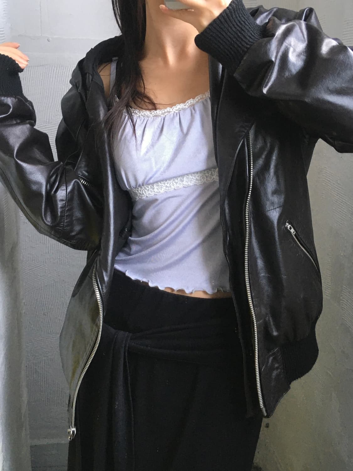 Diesel style lab 디젤 스타일랩 블랙 후드 레더 자켓  상품이미지1