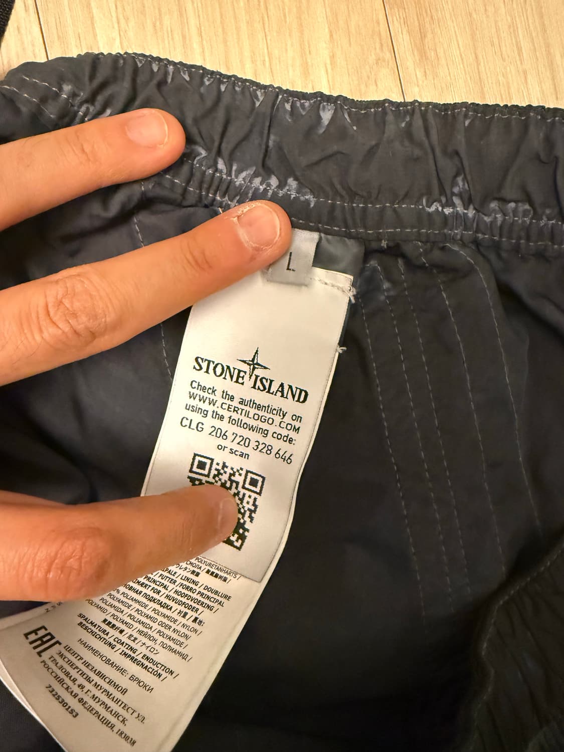 [L]20fw 슈프림x스톤아일랜드 페인티드카모나일론 카고팬츠블랙 상품이미지6