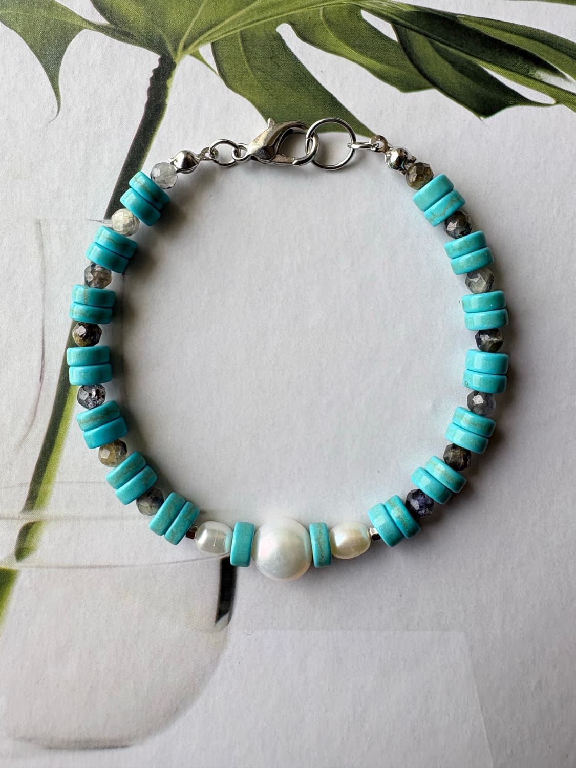 데일리 진주 터키석 팔찌 상품이미지1