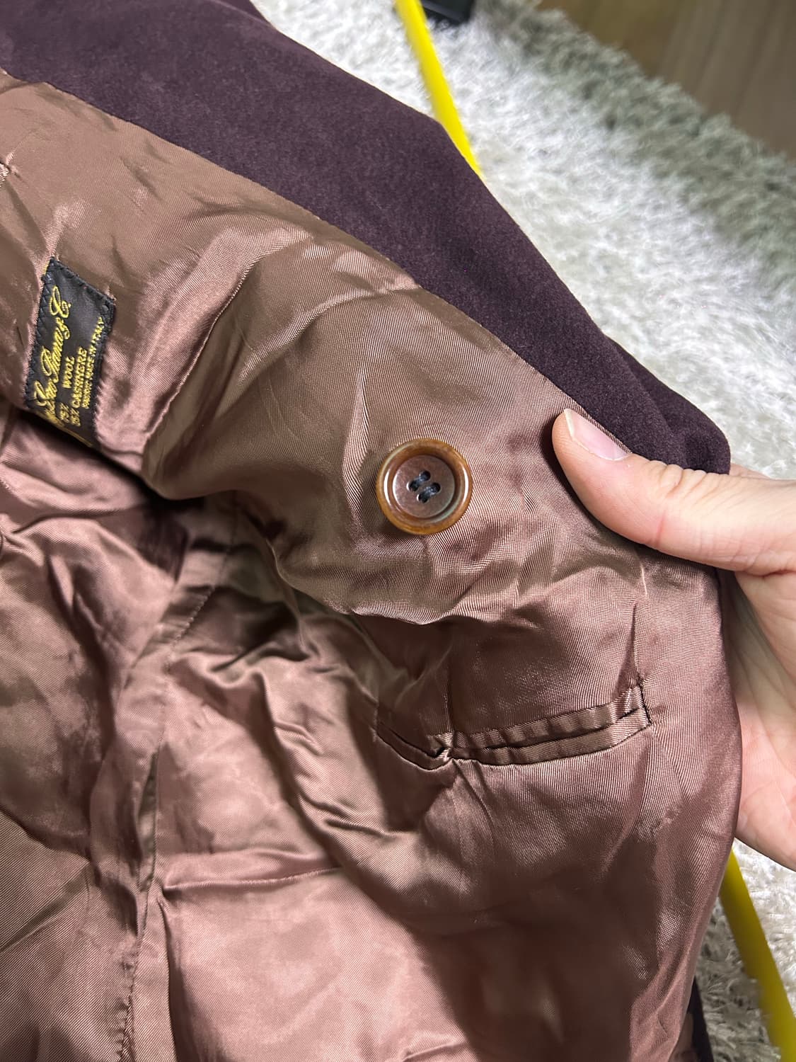 휴고보스 로로피아나원단 캐시혼방 버건디 더블 블레이저 105 상품이미지5