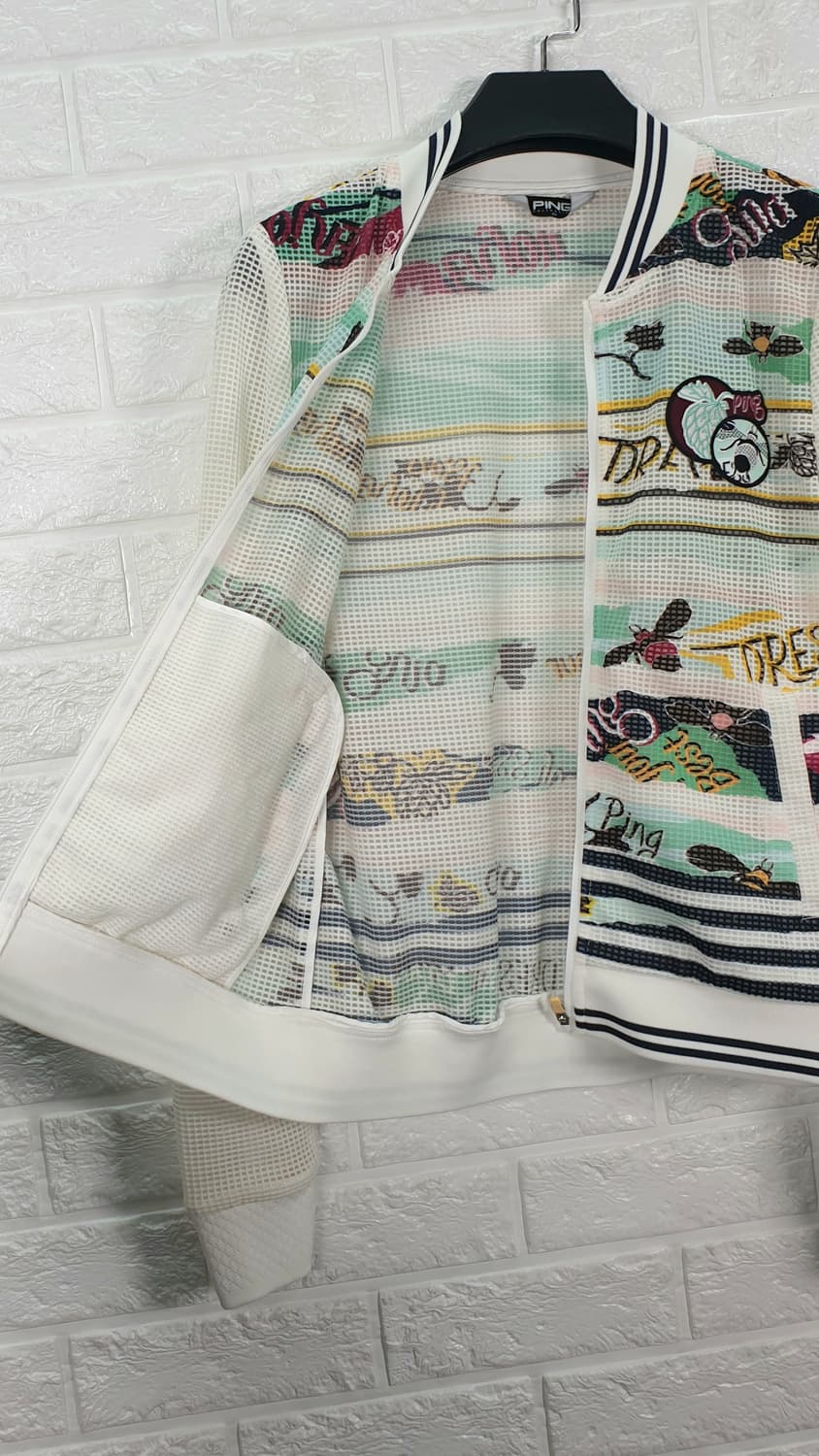 [90]핑 프린트 메쉬 집업 점퍼 상품이미지5