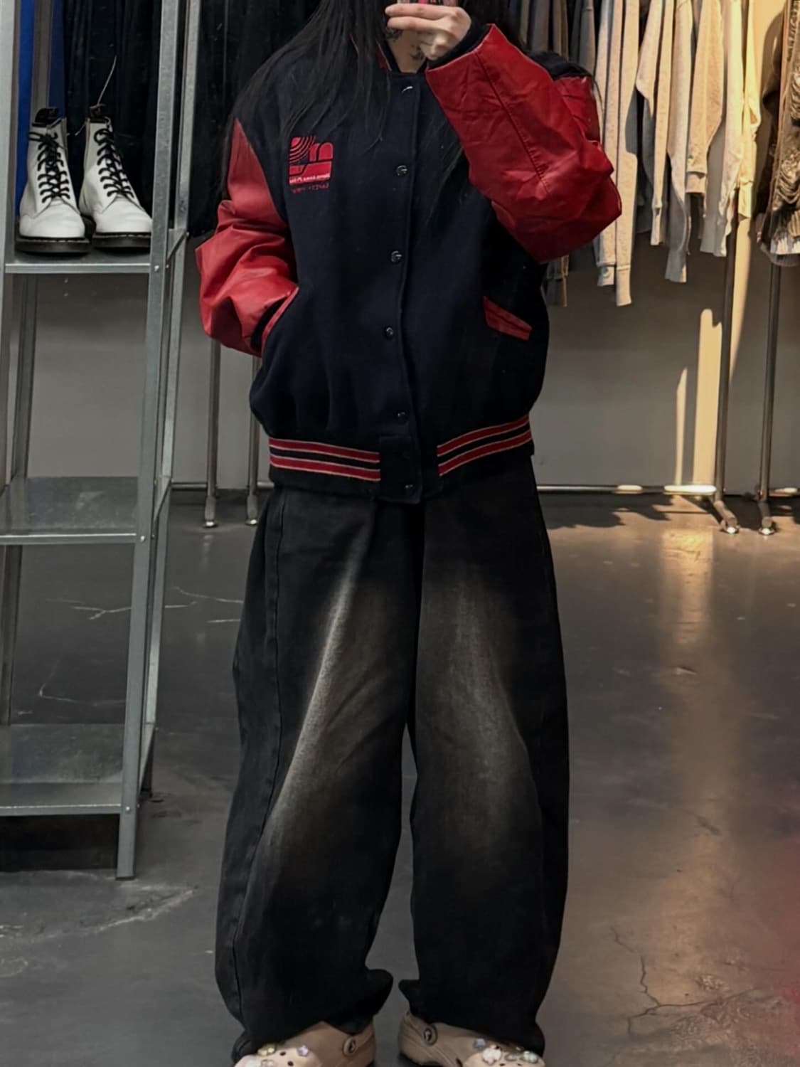 빈티지 DeLong 모직 레더 바시티자켓 A3661 상품이미지1