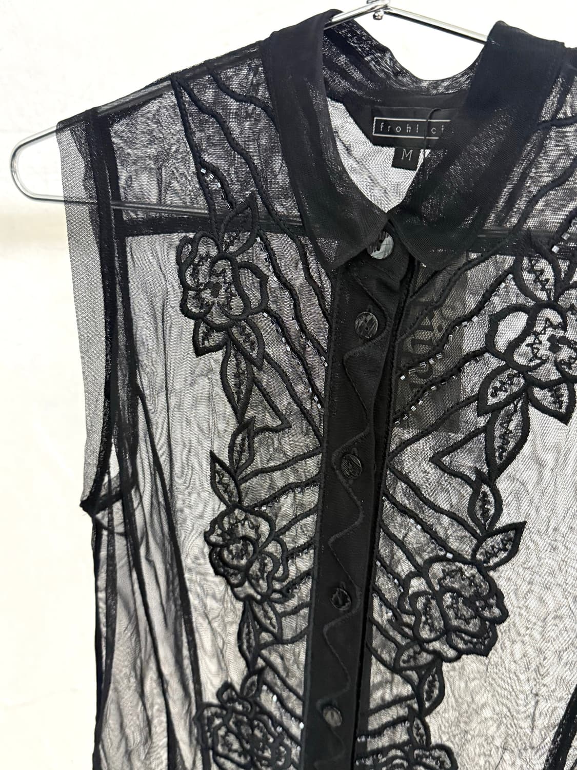Black See-Through Mesh Sleeveless Shirt 상품이미지7