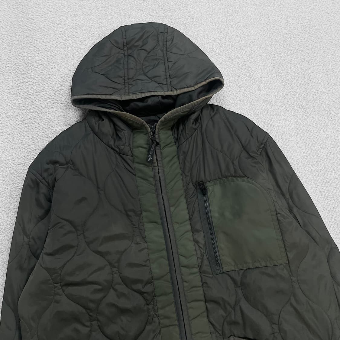 알파인더스트리 퀄팅 후드 자켓 카키 상품이미지2