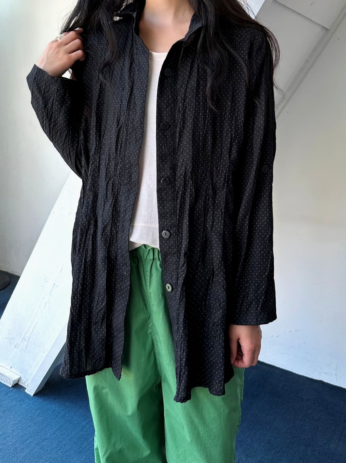 65/35 Light fabric crinkled loose shirt  상품이미지8