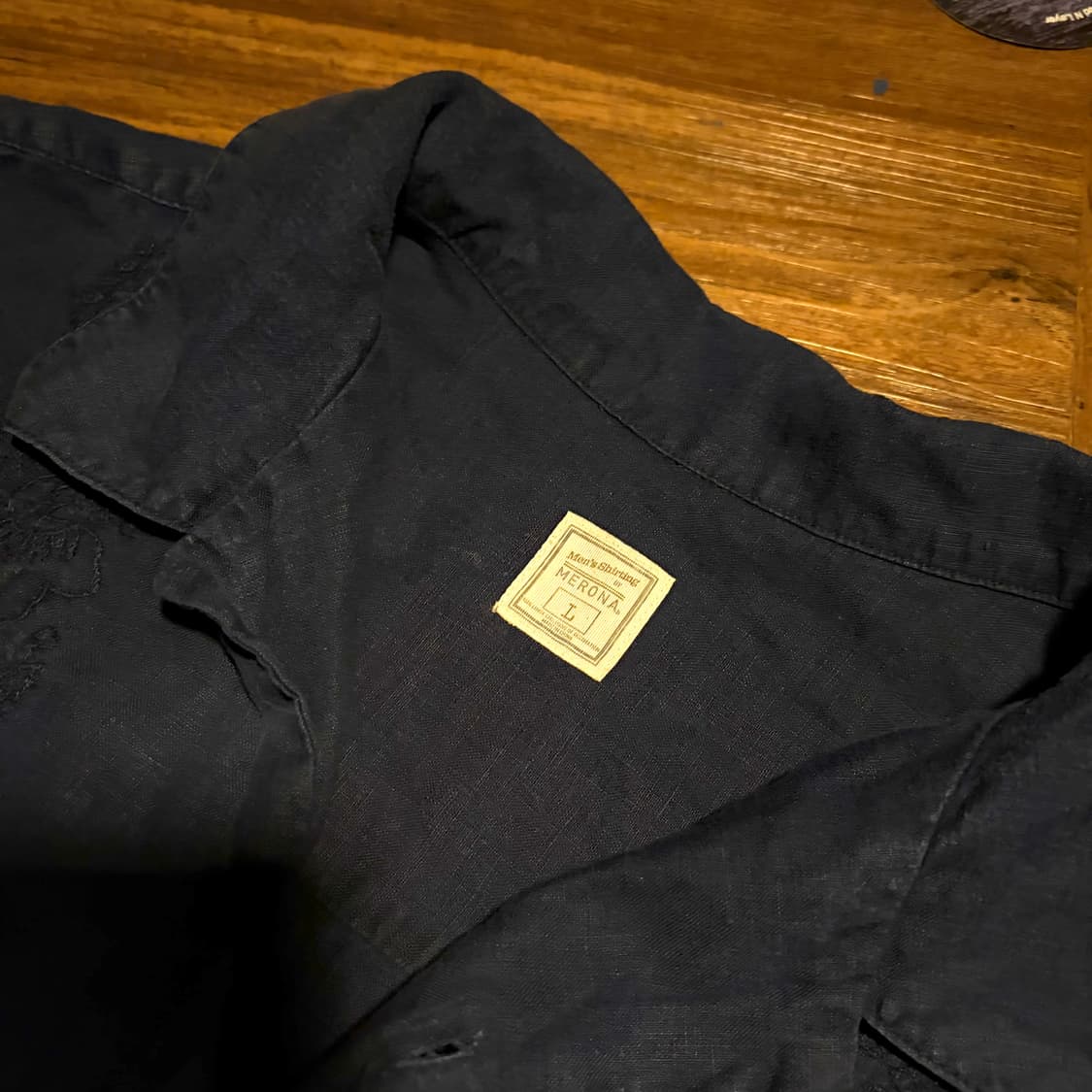 Japanese Deep Blue linen guayabera shirt 상품이미지4