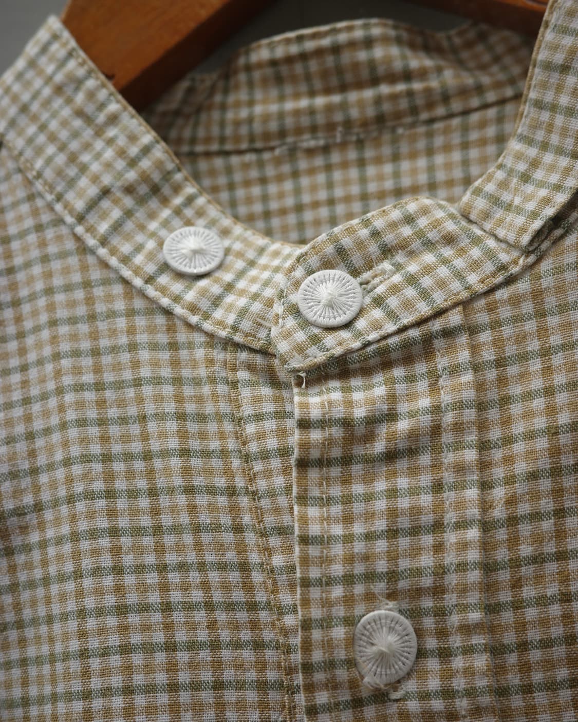 유럽빈티지 체크 만다린 카라 하프플래킷 셔츠 상품이미지3