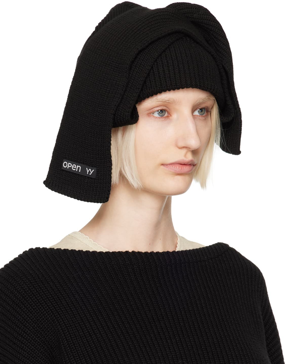 OPEN YY Scarf Beanie (Black) 상품이미지2