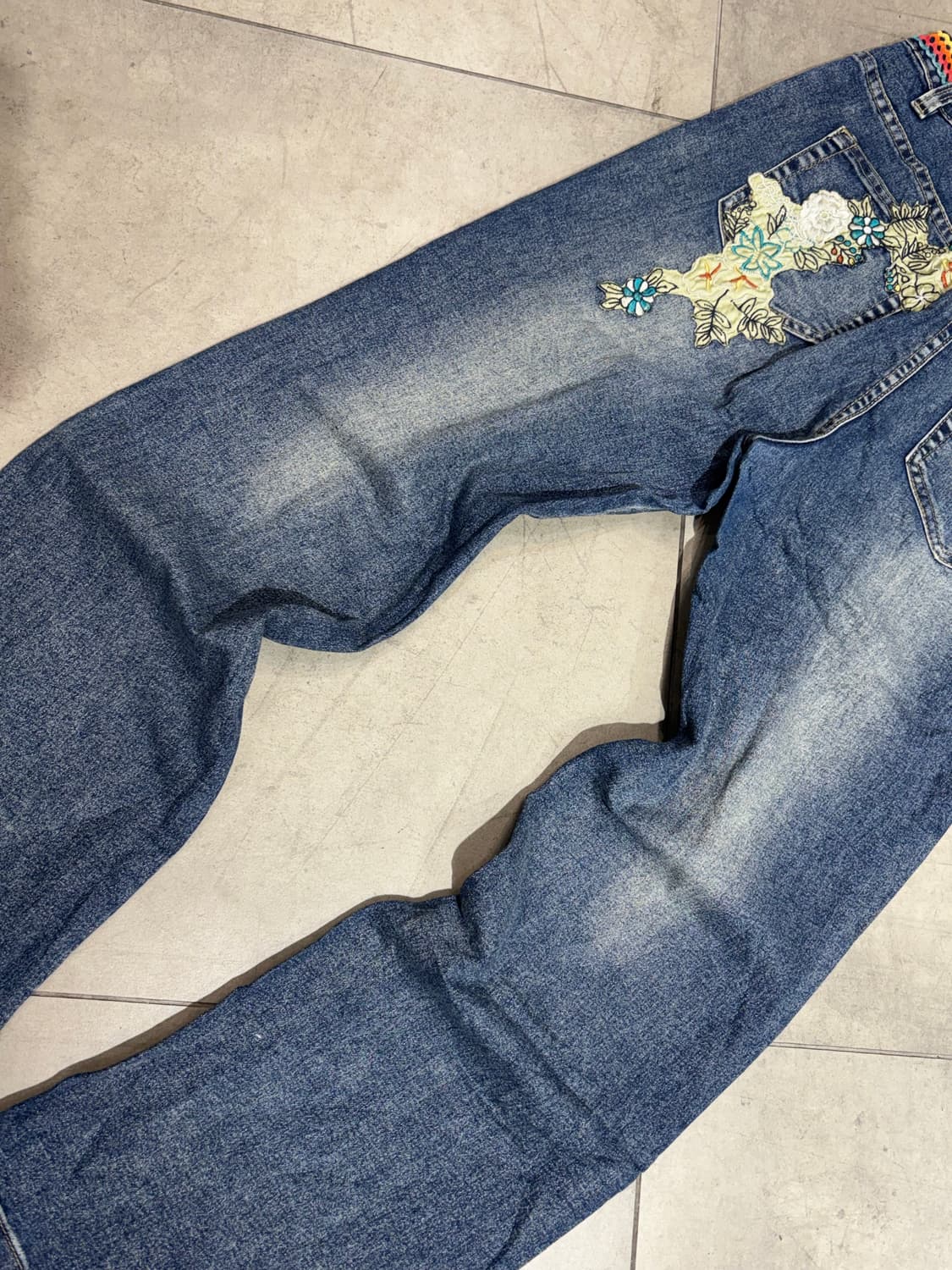 Jie bird 레이스 자수 디테일 데님 팬츠 바지 상품이미지8