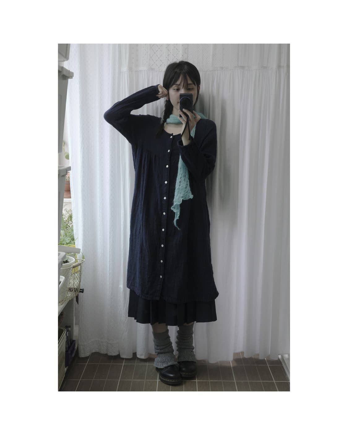 Navy cotton dress 상품이미지4