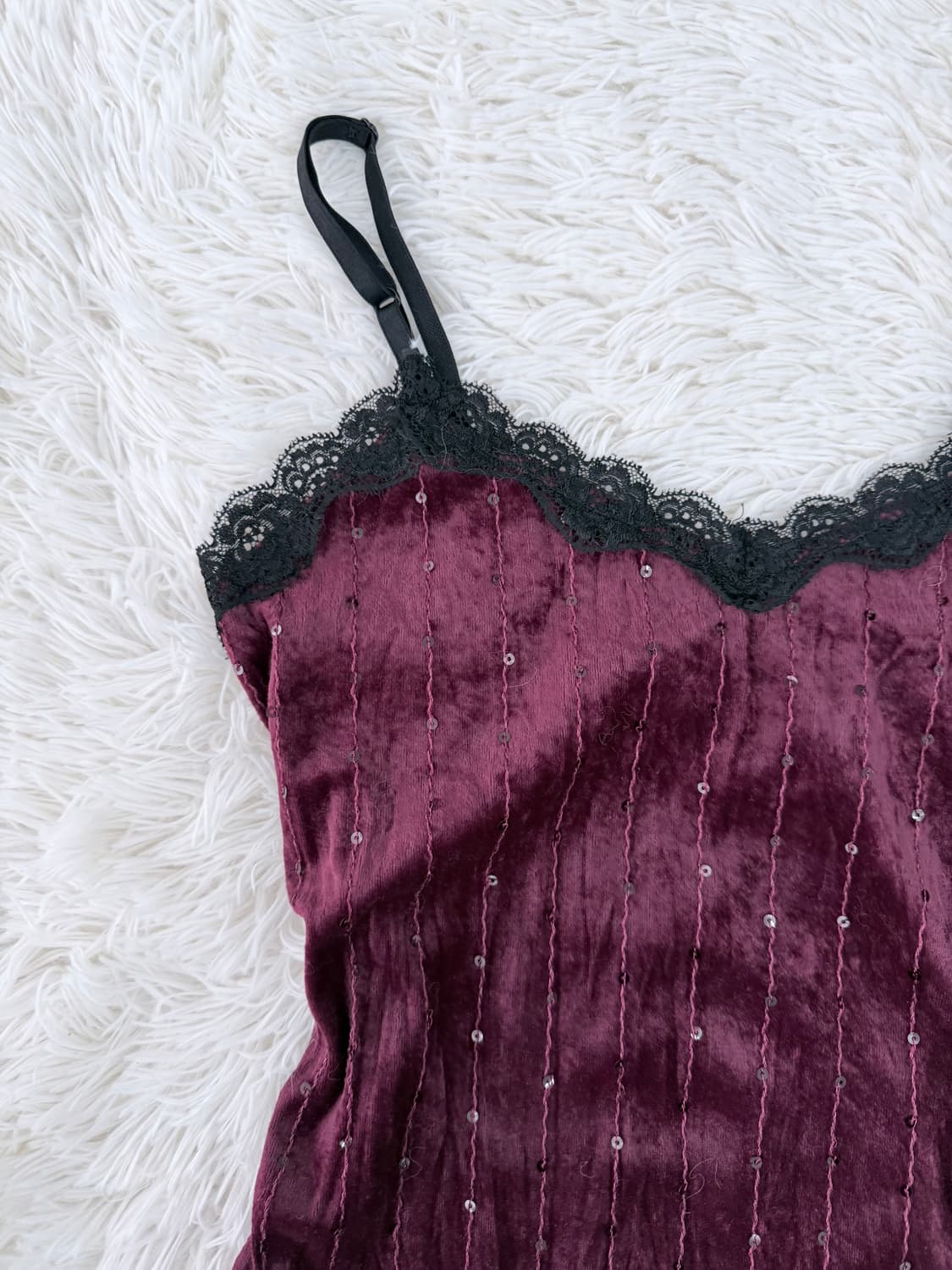 벨벳 와인 레이스 슬리브리스 나시 상품이미지3