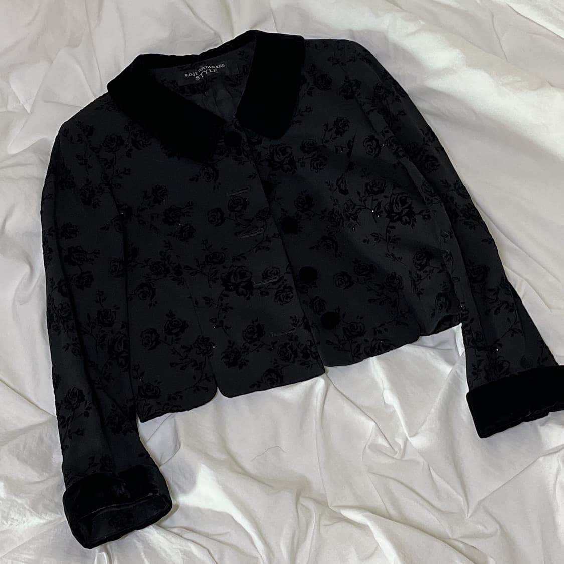 빈티지 ) 플라워벨벳 블랙자켓 상품이미지2