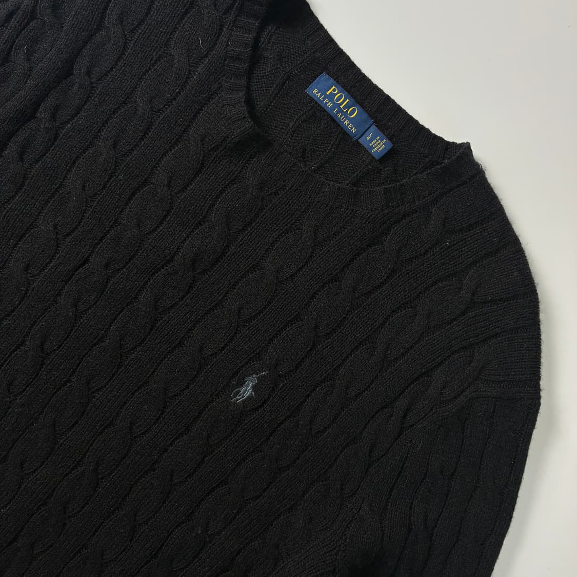 Polo  폴로 랄프로렌 자수 울 블랙 꽈배기 니트  상품이미지3