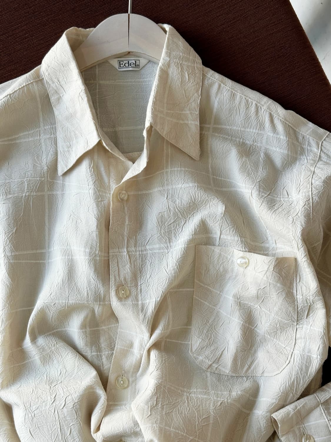 Cotton poly wrinkled check shirt 상품이미지9