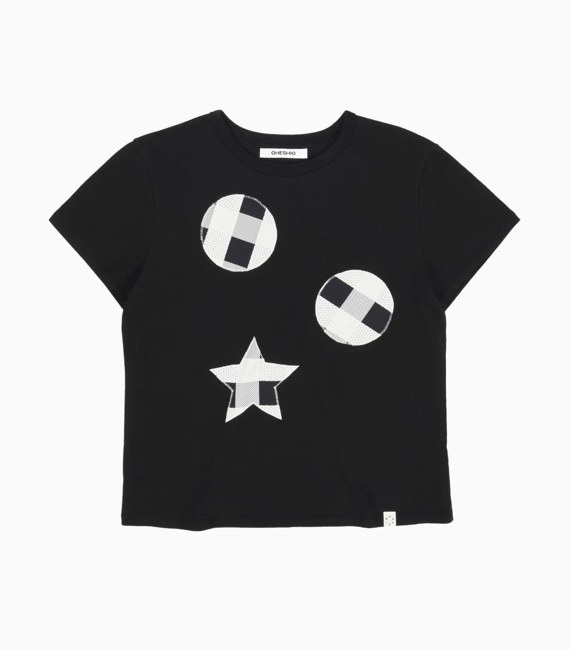 오헤시오 CHECK PATCHY T-SHIRTS, BLACK 상품이미지1