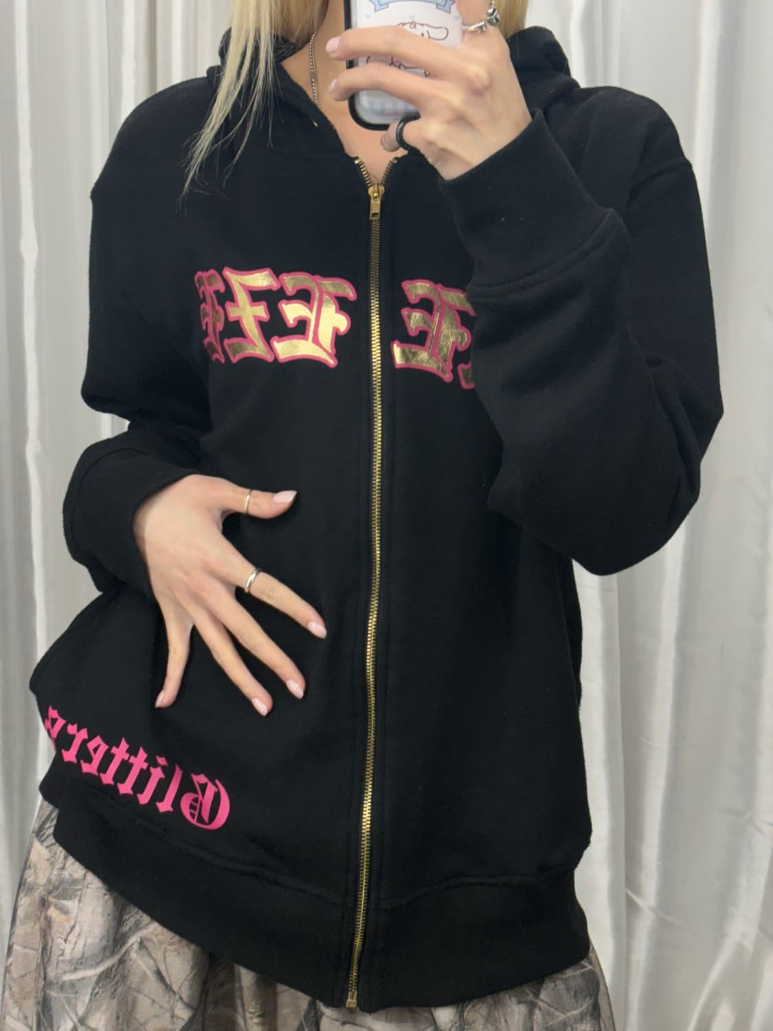 Lettering Printed Hooded Zip-Up 상품이미지2