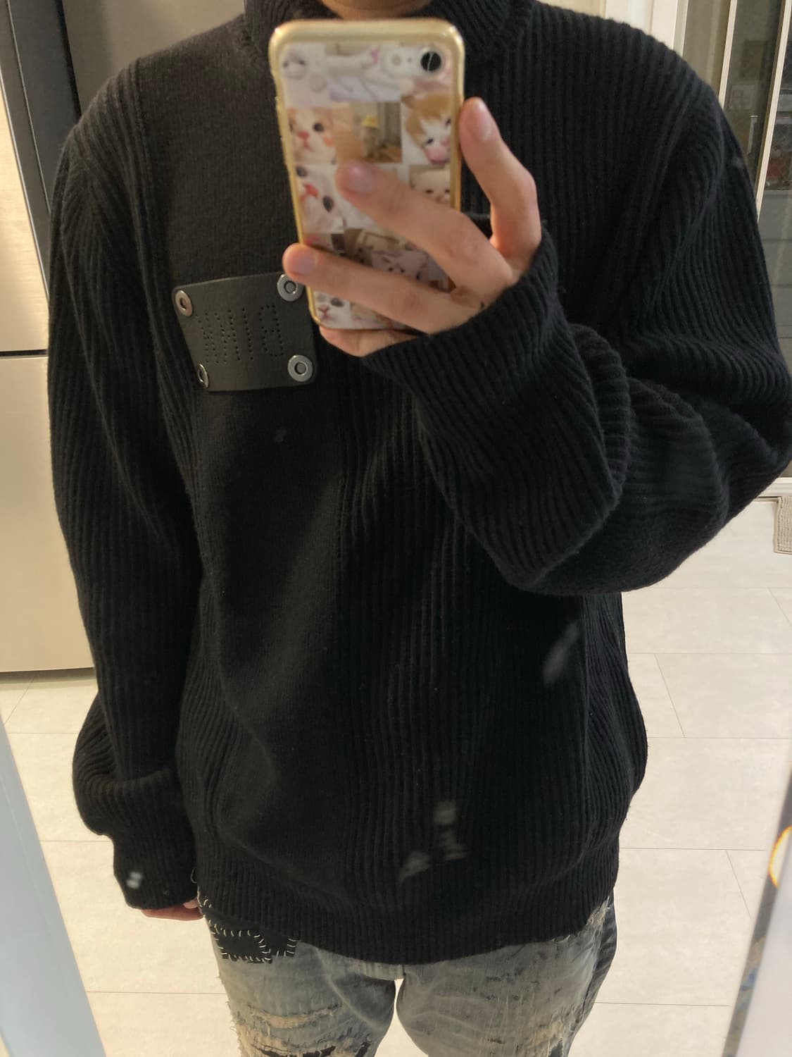 2006AW 딕 비켐버그 레더 패치 니트 상품이미지7