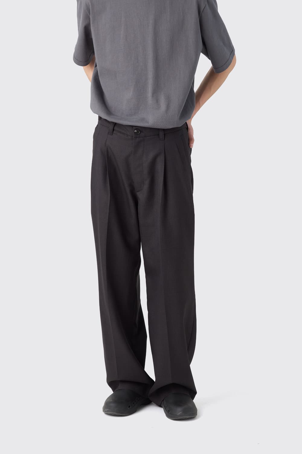 해칭룸 클래식 슬랙스 차콜체크 3 상품이미지4