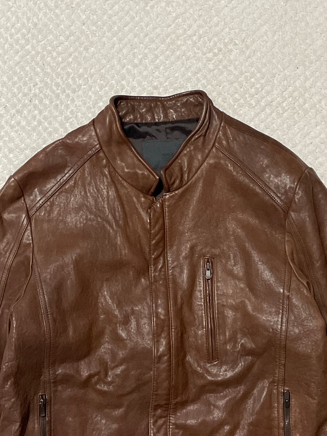 AND Z 웨스턴 무드 램스킨 양가죽 바이커 절개 레더 자켓 상품이미지4
