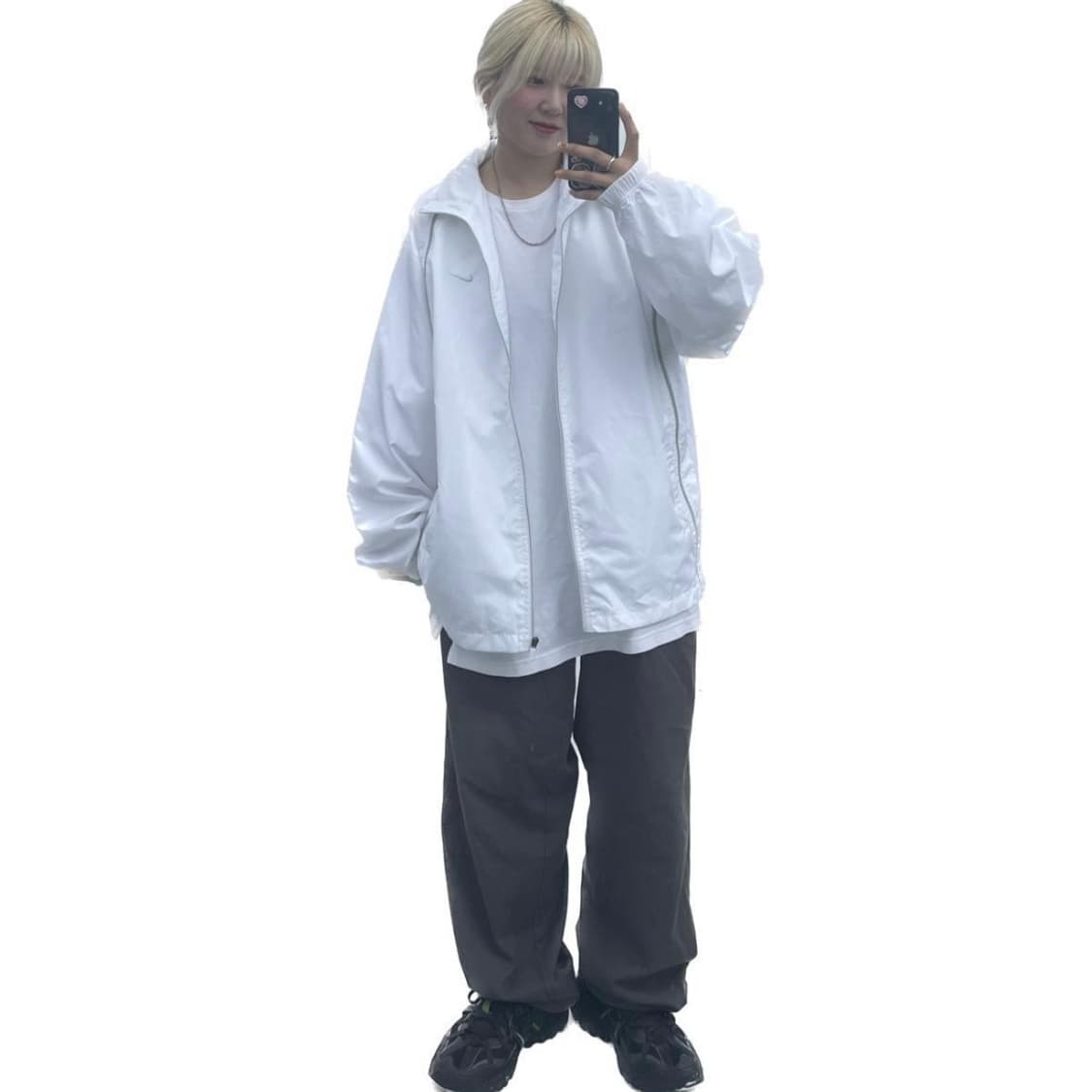 나이키 올드스쿨  화이트 빅사이즈 스포티 바람막이  상품이미지6