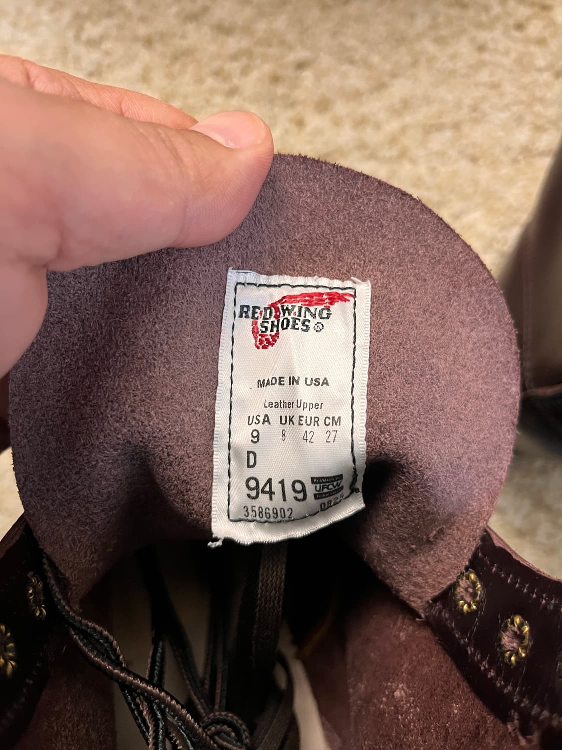 [미사용새상품] 레드윙 벡맨 9419 블랙 체리 9팩토리 세컨드 상품이미지7