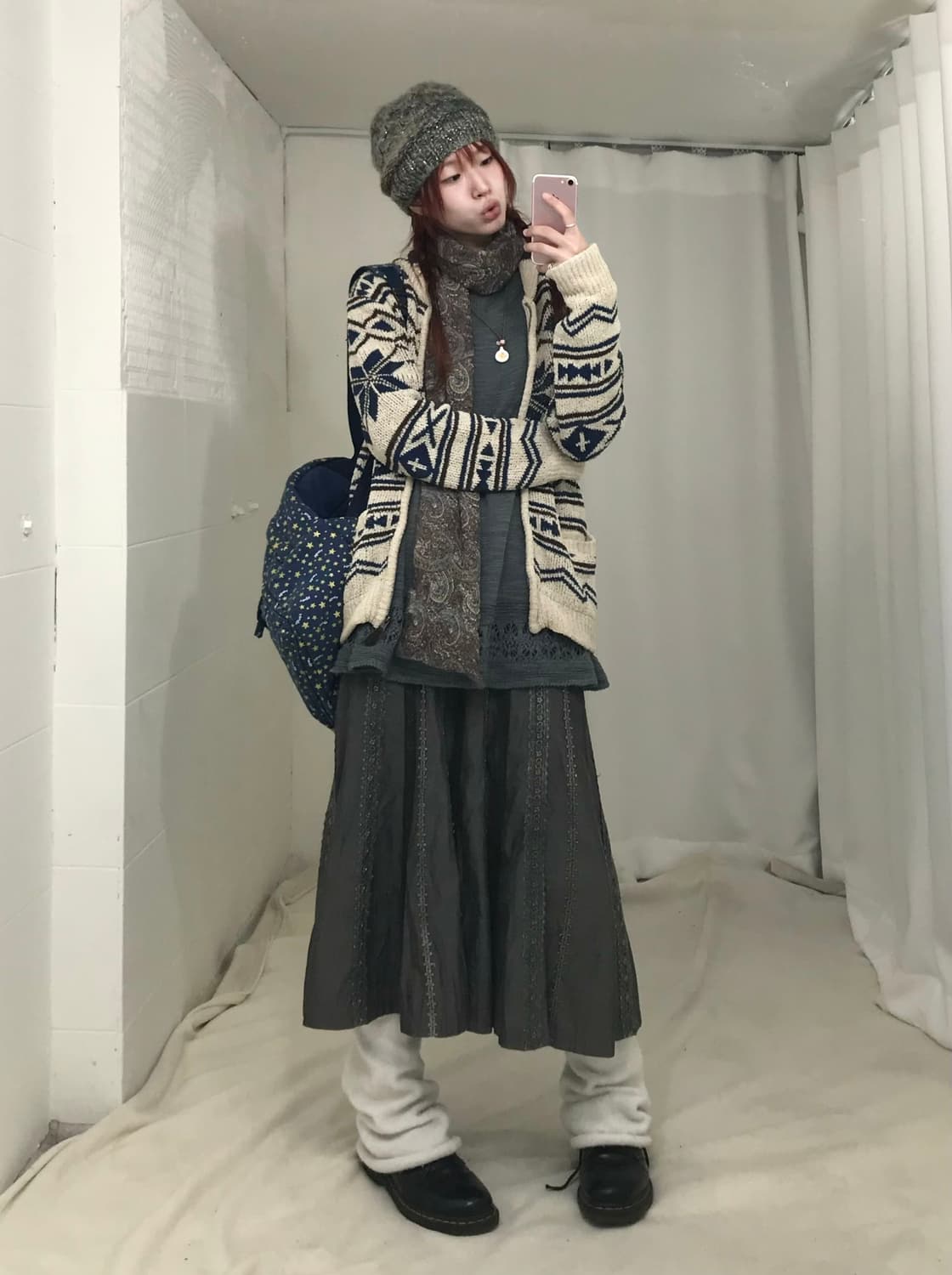 빈티지 눈꽃 너드 히피 모리 코디 세트 상품이미지2