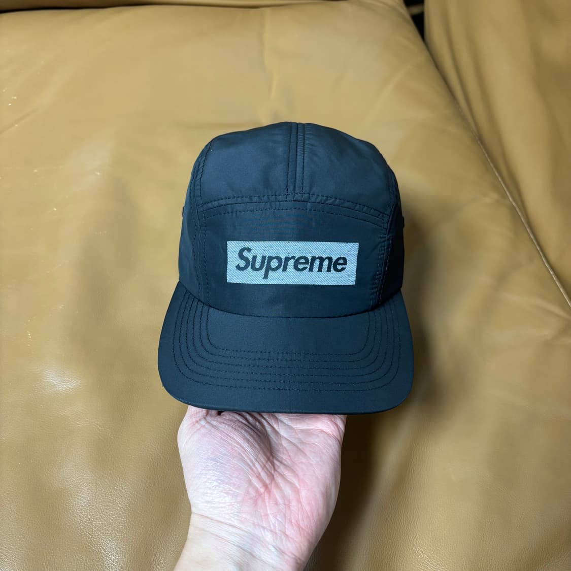 슈프림 캠프캡 모자 박스로고 22fw 리플렉티브 자카드 로고 블랙 상품이미지3