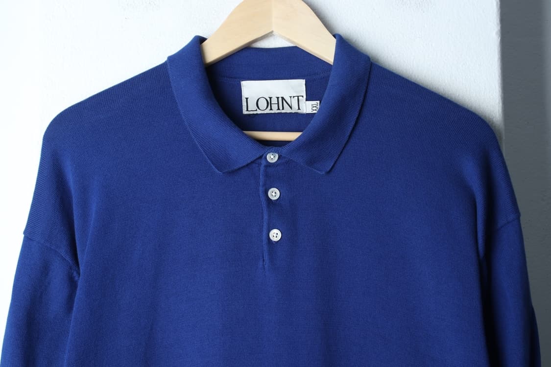 (2XL) 론트 반팔 카라 티셔츠 빅사이즈 니트 블루 무지-H33235 상품이미지3