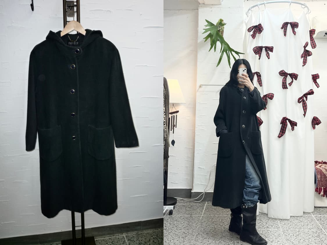 black hoodie wool coat 상품이미지1