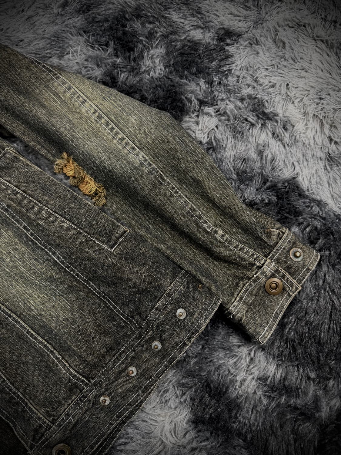 중청 그런지 디스트로이드 데님 자켓 상품이미지5