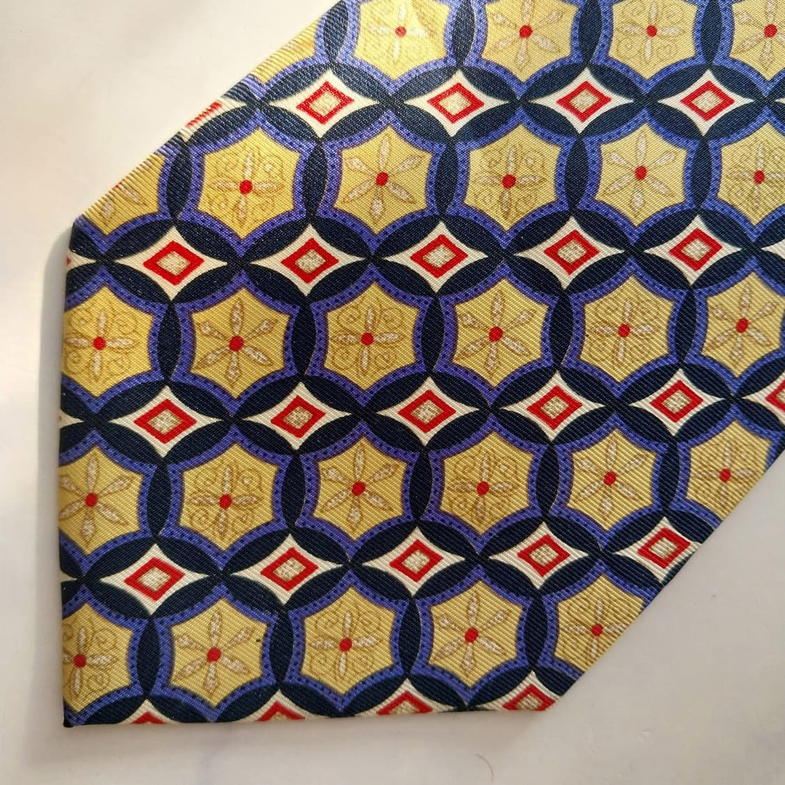 아쿠아스큐텀 실크 기하학 패턴 넥타이 9.2cm A+등급 K1947
 상품이미지6