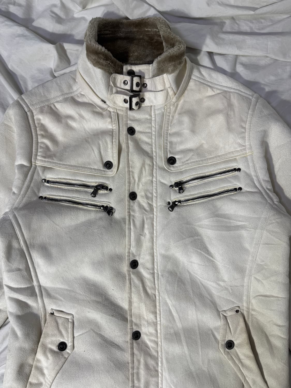 Gilevans 스웨이드 보아 하이넥 자켓 y2k vkei 토네이도마트 상품이미지7