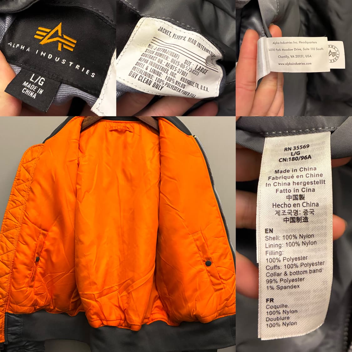 (L/105)알파인더스트리 ma-1 건메탈 레귤러 플라이트 항공점퍼 마원 상품이미지10